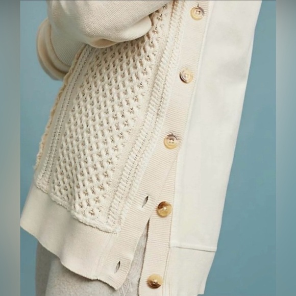 Anthropologie Saturday Sunday Arcana Cream Cable Knit Sweatshirt - Size S - Picture 2 of 8